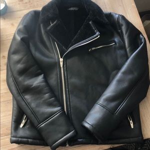 Zara Leather Moro Jacket with Shearling Lining